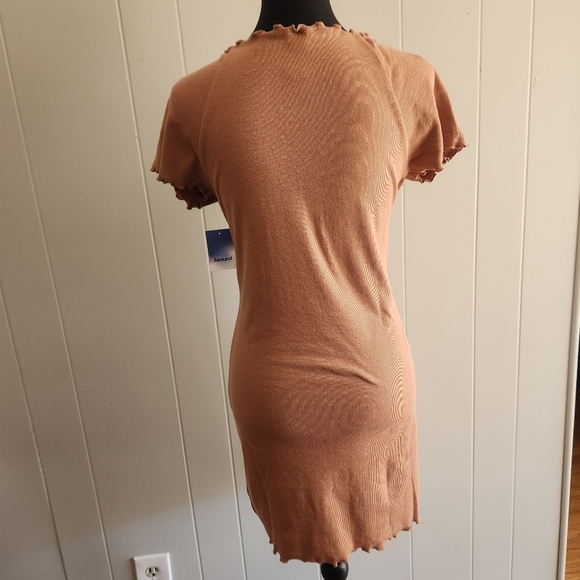 Abound, Short Sleeve Dress, Tan w/Lettuce Edge, M - Picture 3 of 4